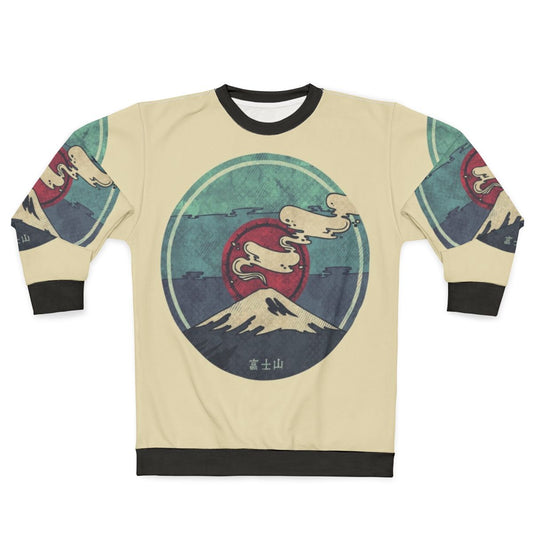 Japanese Mountain Landscape Sweatshirt with Minimalist Nature Design