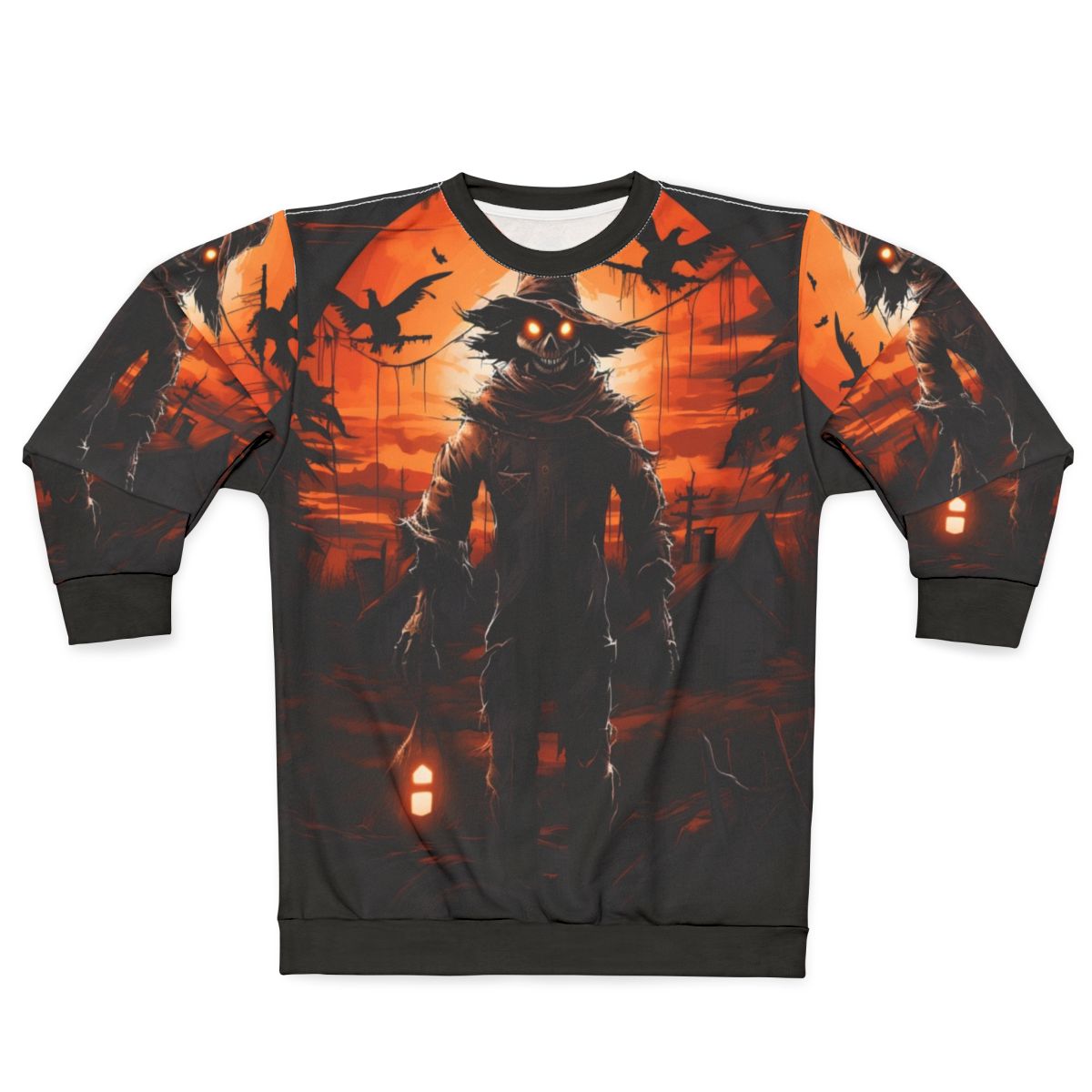 Terrifying full moon and scarecrow halloween sweatshirt