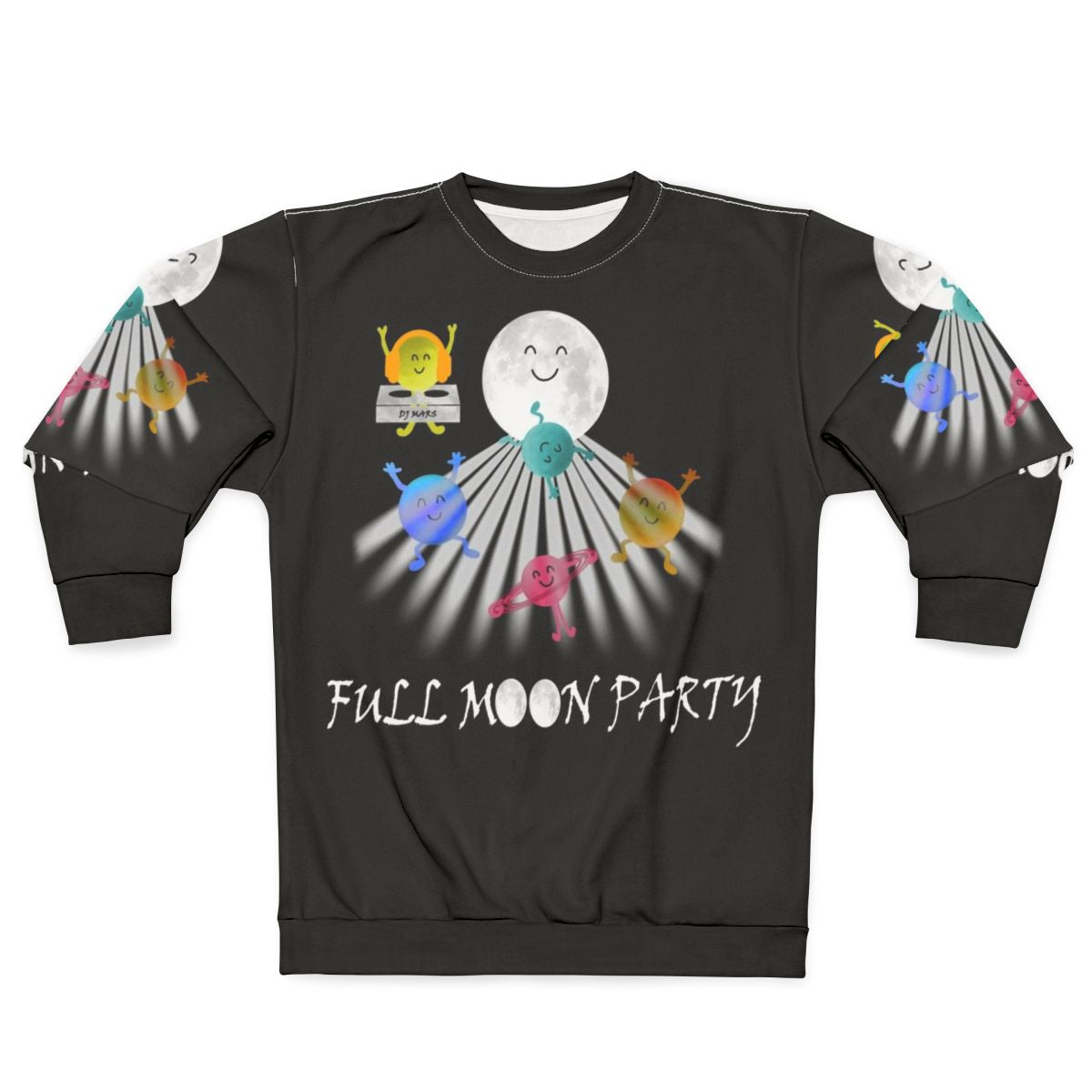 Colorful sweatshirt with full moon party design
