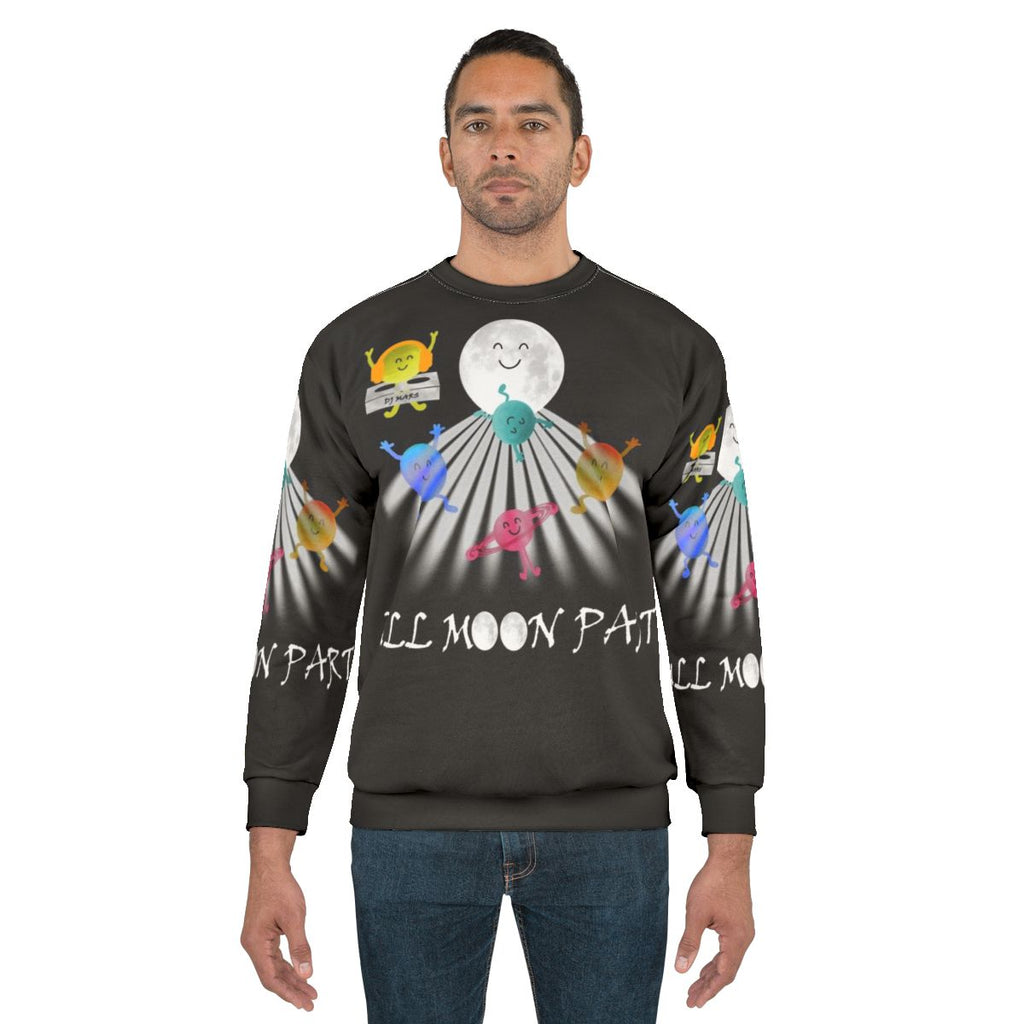 Colorful sweatshirt with full moon party design