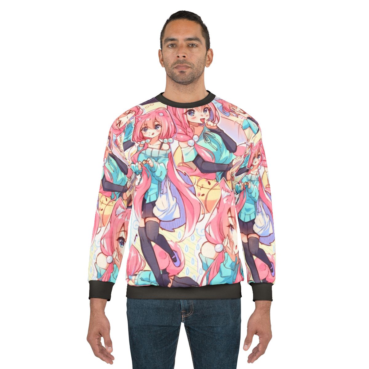 Kawaii anime-inspired neko girl sweatshirt