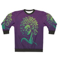 Funky medusa sweatshirt with retro afro hair design