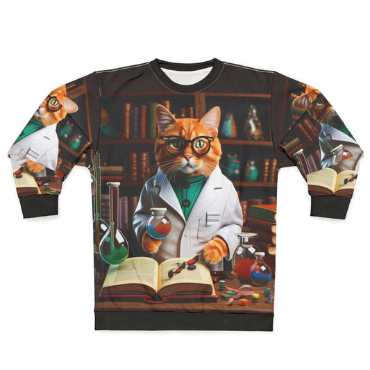 Funny cat sweatshirt with a playful design