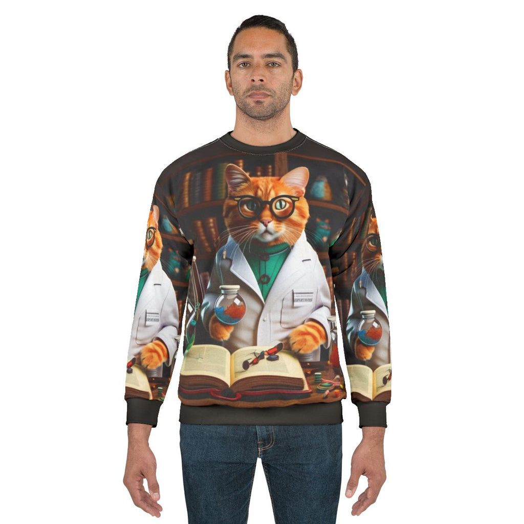 Funny cat sweatshirt with a playful design