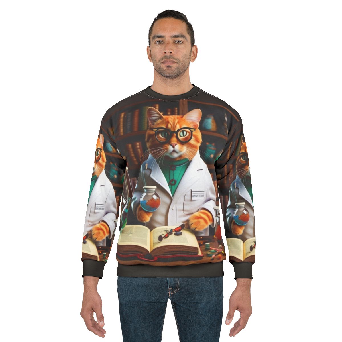 Funny cat sweatshirt with a playful design