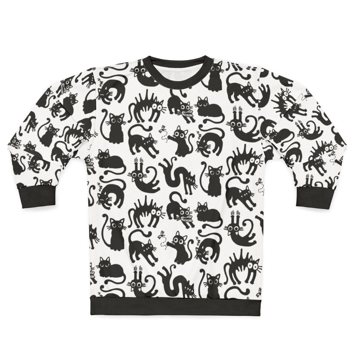 Minimalist black and white cat graphic sweatshirt