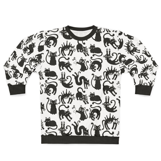 Minimalist black and white cat graphic sweatshirt