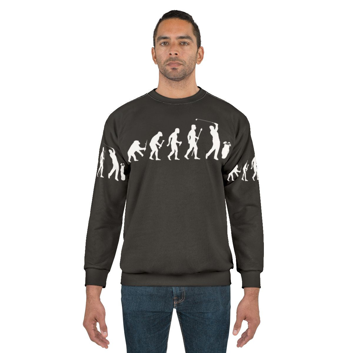 Funny Golf Evolution Sweatshirt with Golfer Silhouettes