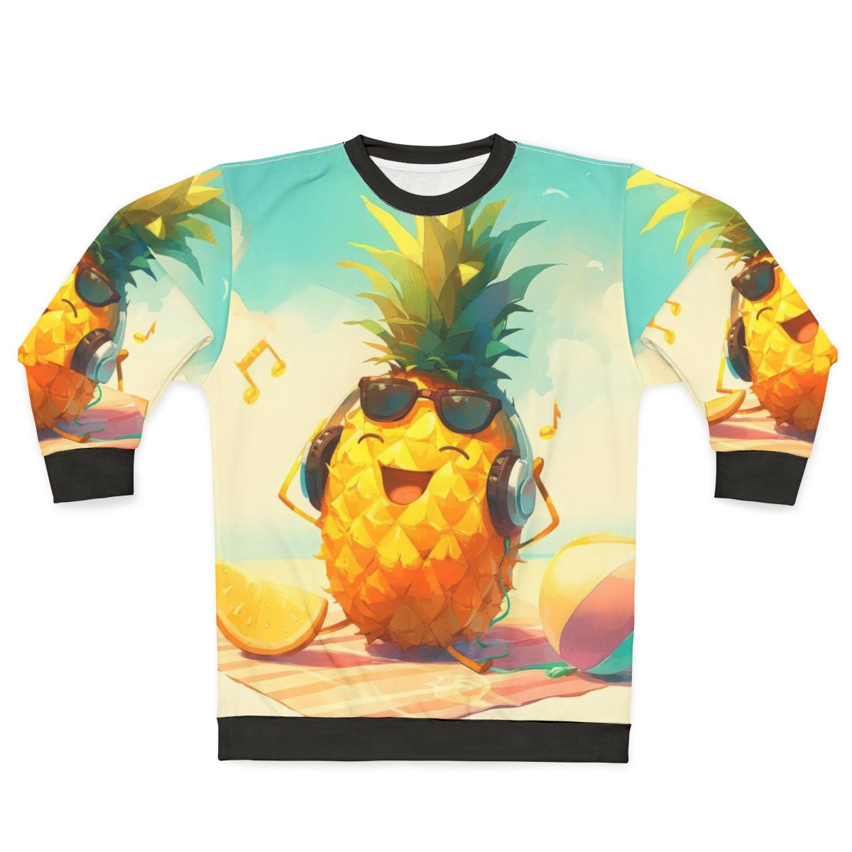 Funny pineapple listening to music sweatshirt