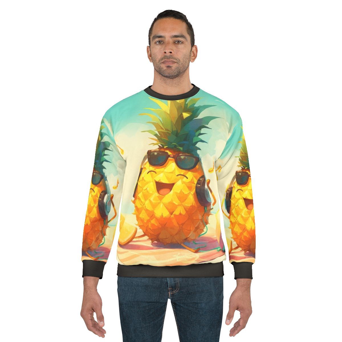 Funny pineapple listening to music sweatshirt