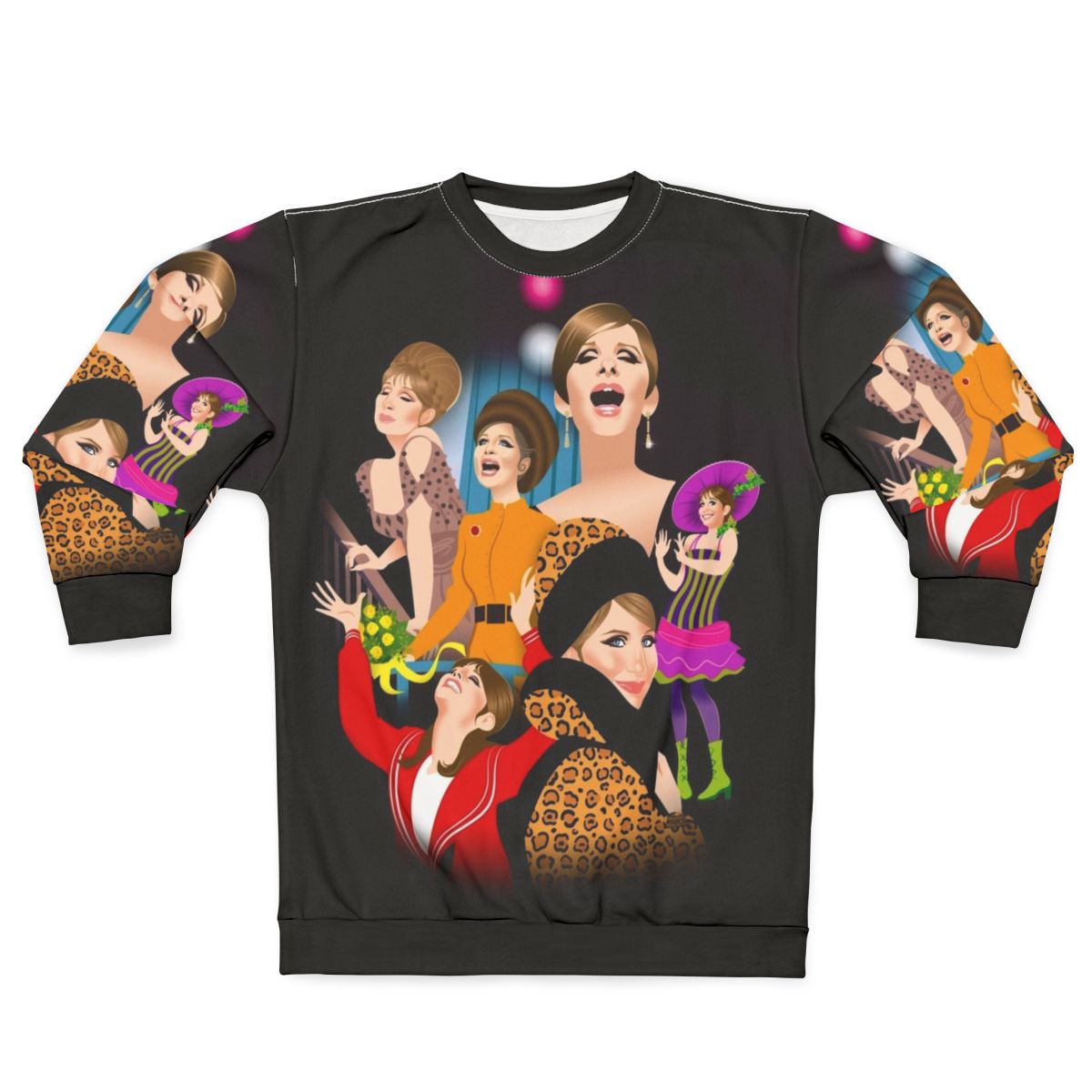 Funny sweatshirt with performing arts and pop culture graphics