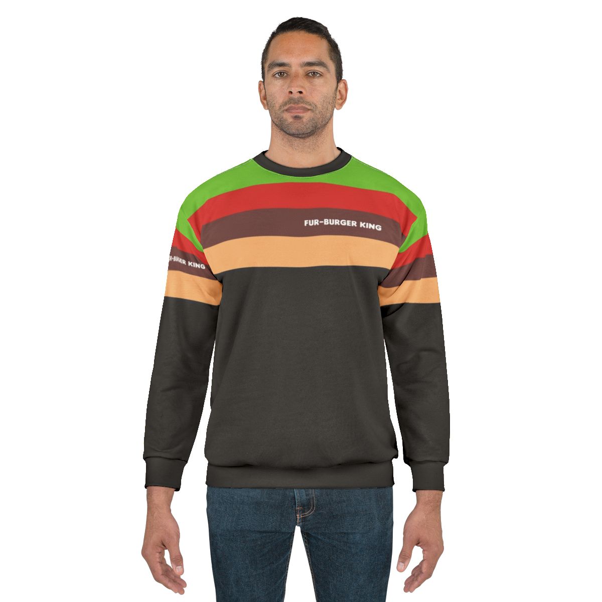 Burger King inspired sweatshirt with fur design