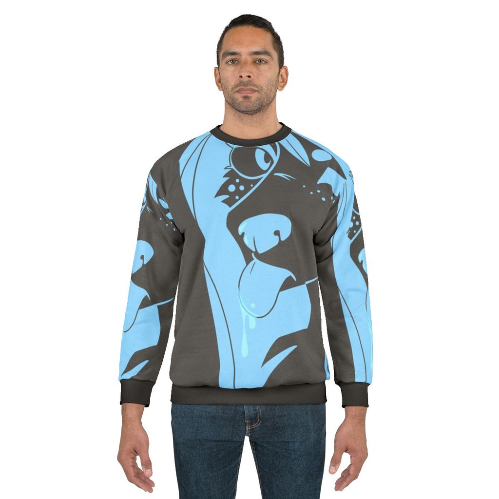 Furry sweatshirt with anthropomorphic design