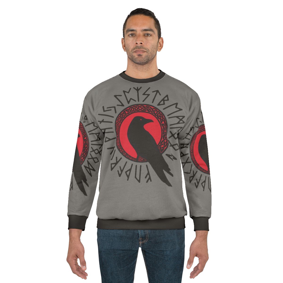 Viking raven futhark sweatshirt with celtic knot design