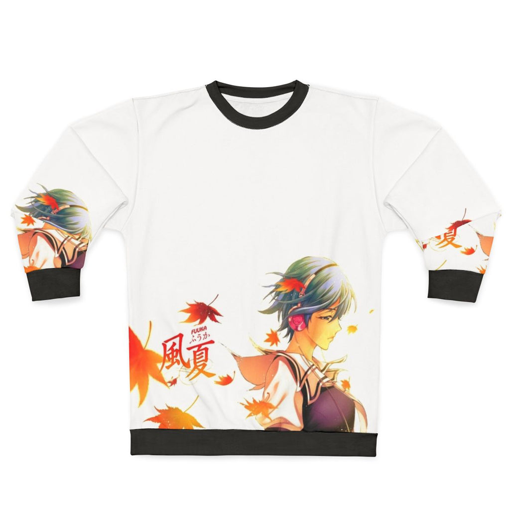 Fuuka anime inspired sweatshirt featuring autumn leaves and music graphics