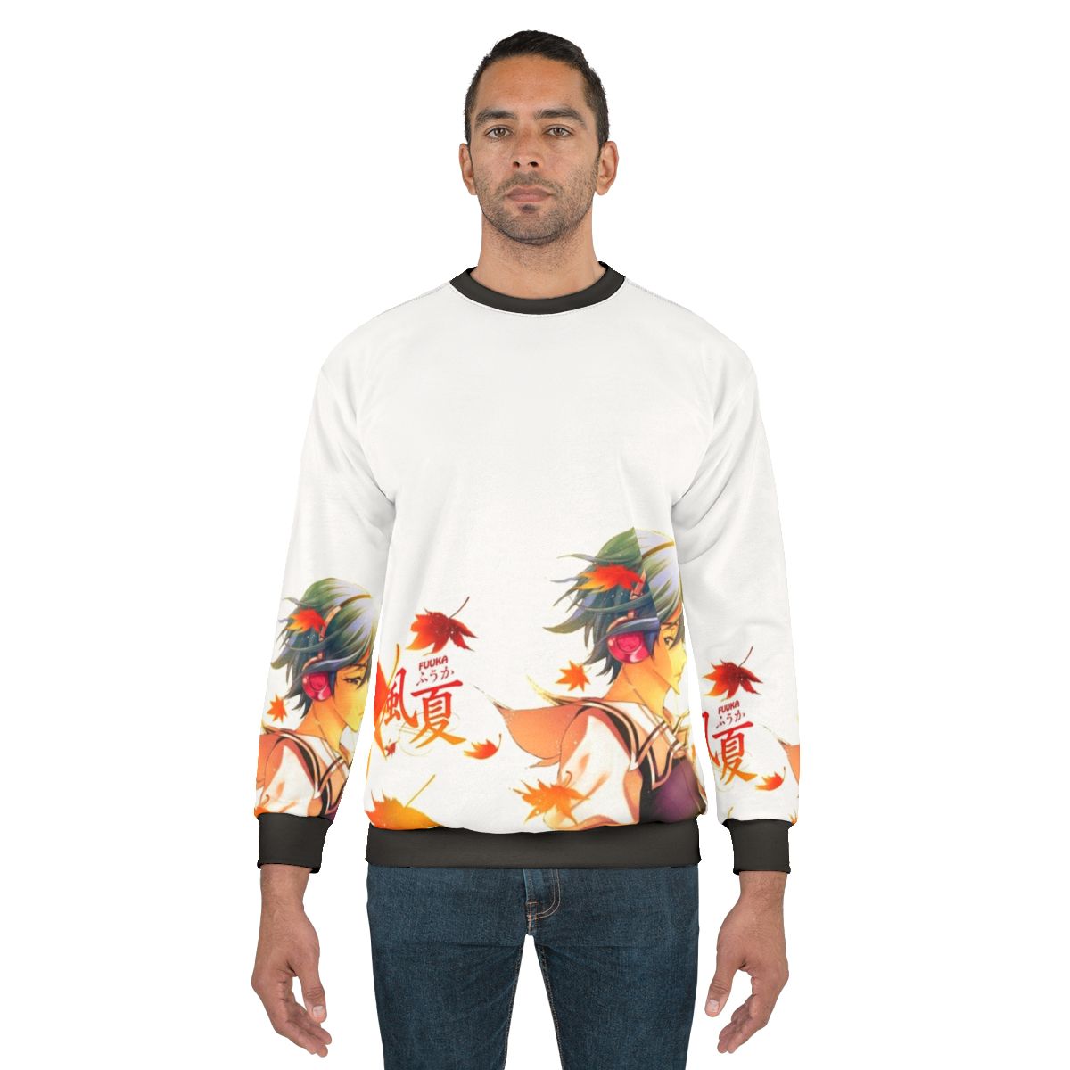 Fuuka anime inspired sweatshirt featuring autumn leaves and music graphics