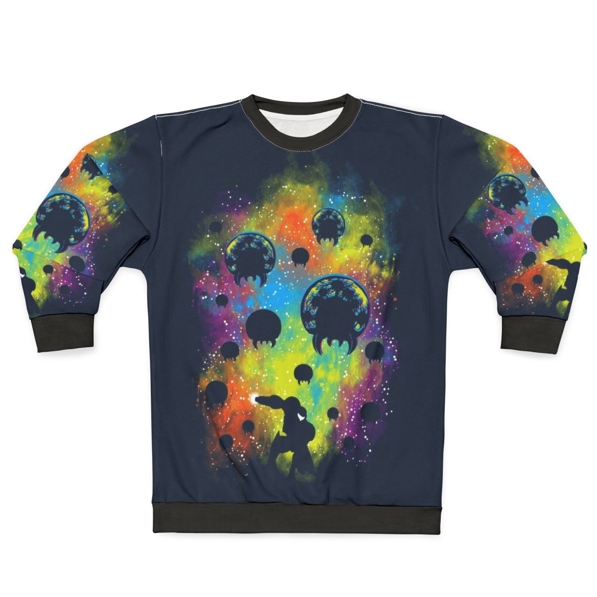 Galactic Warrior Sweatshirt featuring a vibrant sci-fi and gaming inspired design