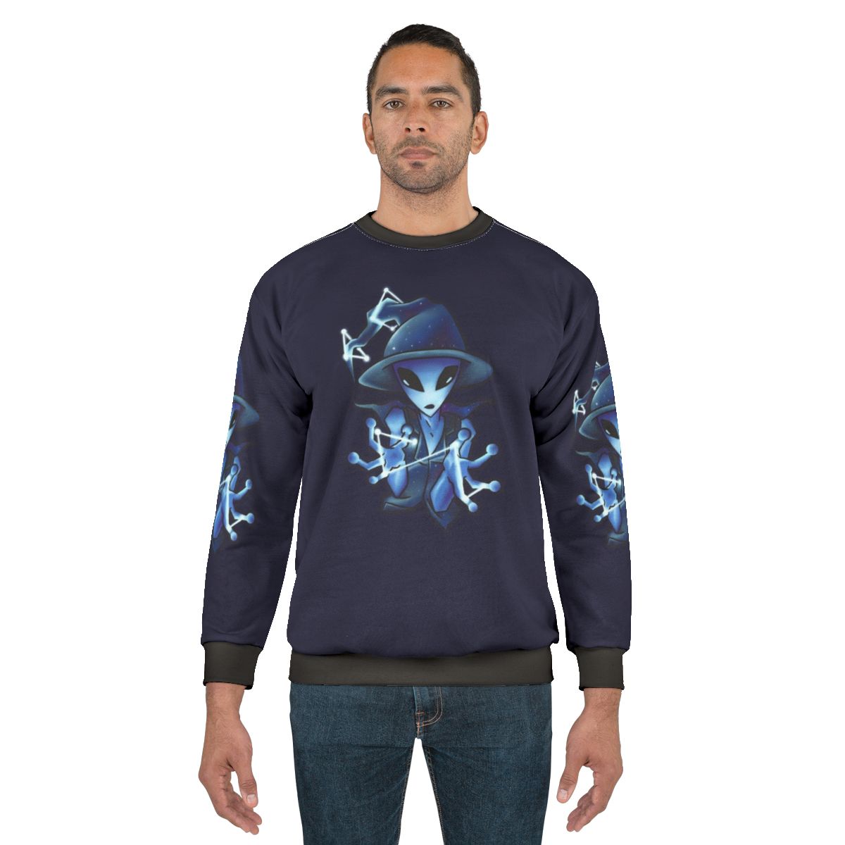 Galaxy Witch Alien Sweatshirt with Cosmic Celestial Design