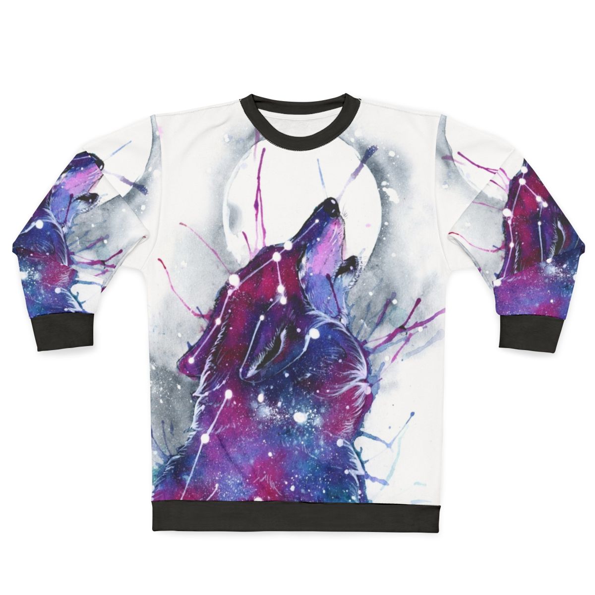 Galaxy Wolf Sweatshirt with Cosmic Animal Print Design