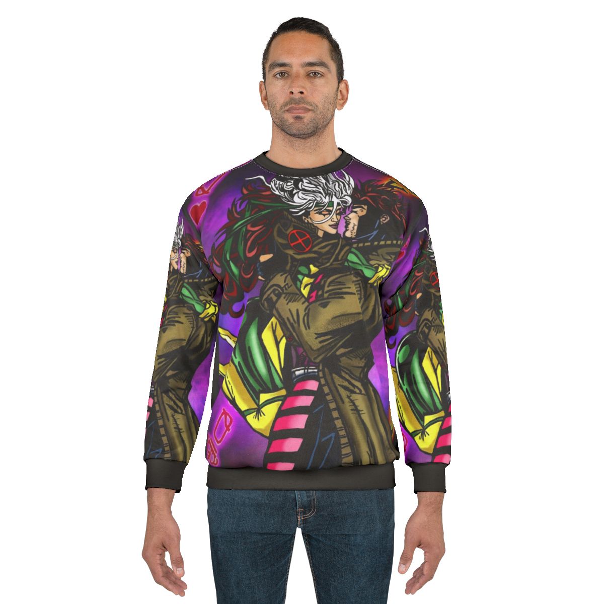 Gambit and Rogue X-Men Power Couple Vibrant Neon Sweatshirt