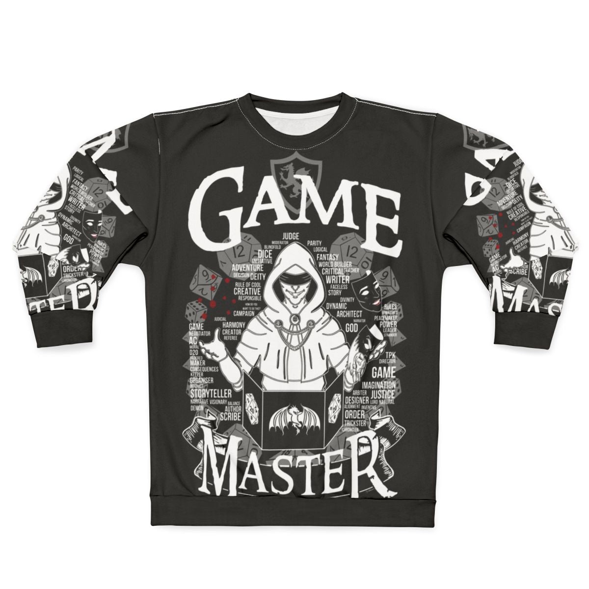 Game Master White Sweatshirt with fantasy graphics