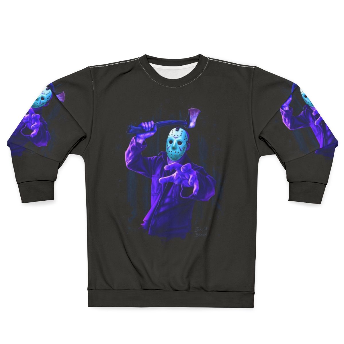Retro horror 8-bit "Game Over" sweatshirt featuring Jason Voorhees from Friday the 13th