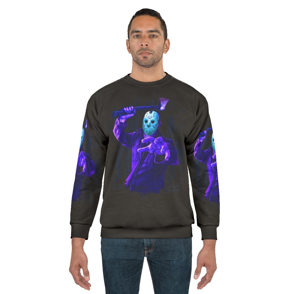 Retro horror 8-bit "Game Over" sweatshirt featuring Jason Voorhees from Friday the 13th