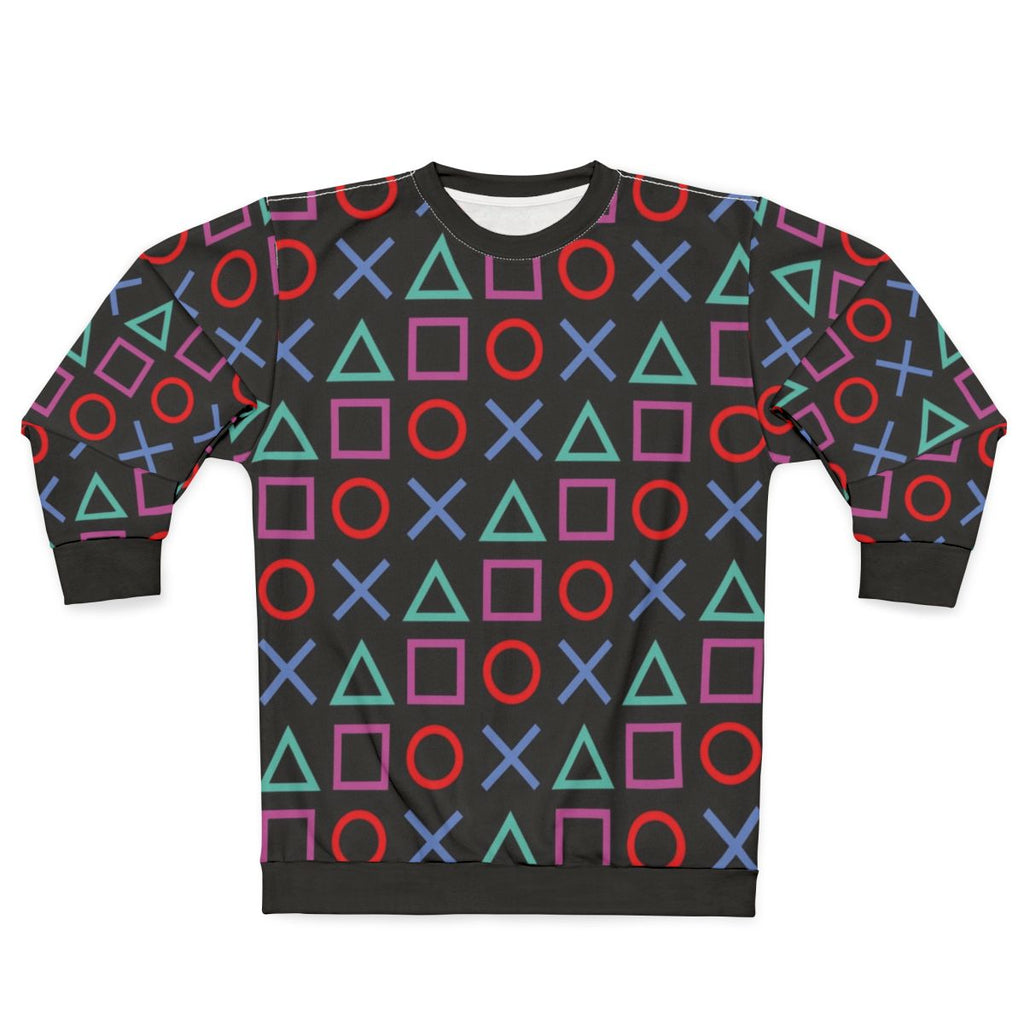 Gamer pattern black sweatshirt with gaming-inspired design
