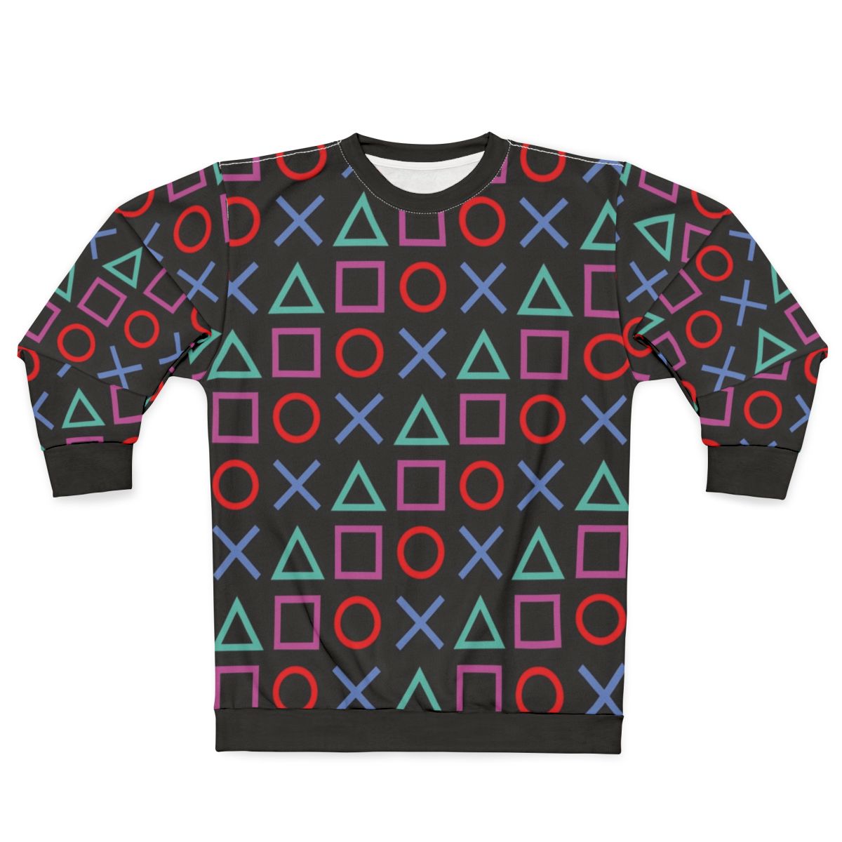 Gamer pattern black sweatshirt with gaming-inspired design
