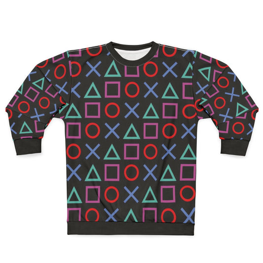 Gamer pattern black sweatshirt with gaming-inspired design