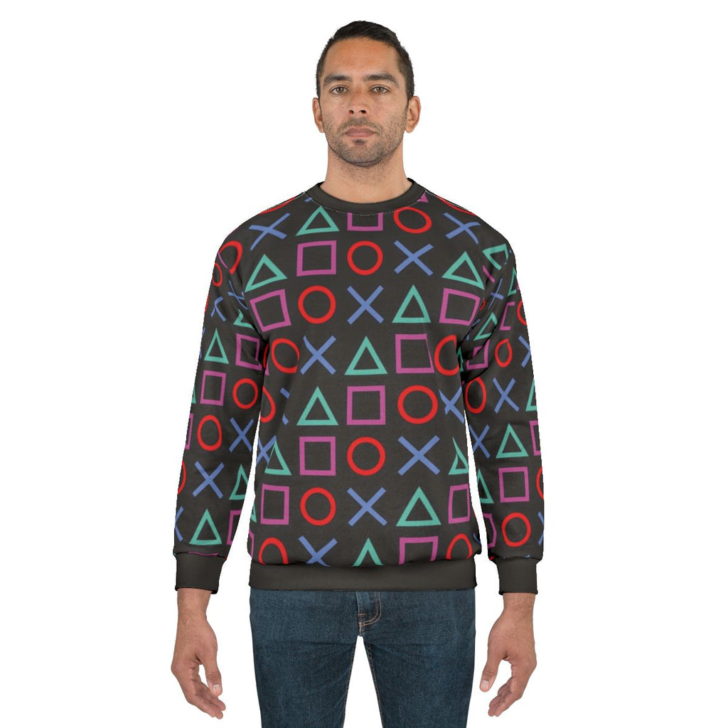 Gamer pattern black sweatshirt with gaming-inspired design
