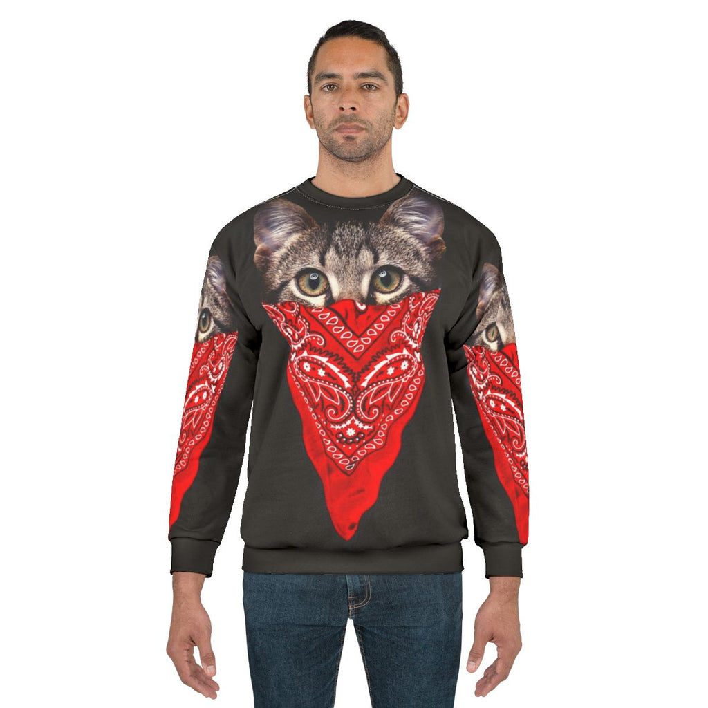 Gangster Cat Sweatshirt with Astronaut Design