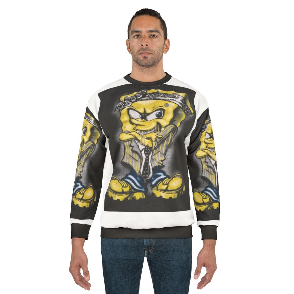 Gangster Spongebob 2 Sweatshirt with cartoon character and urban design