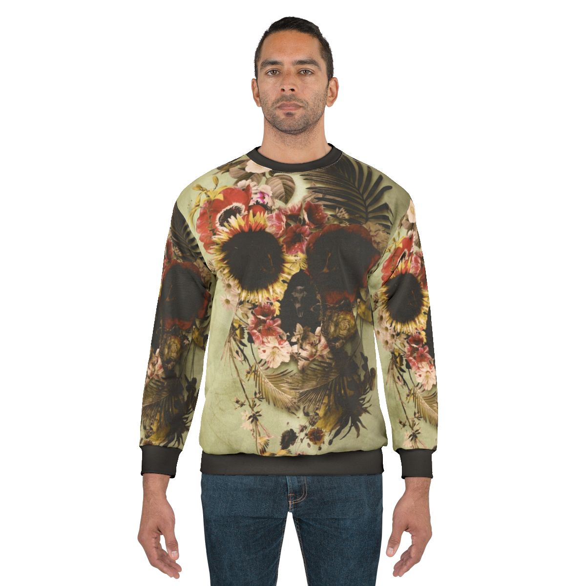Boho garden skull floral sweatshirt