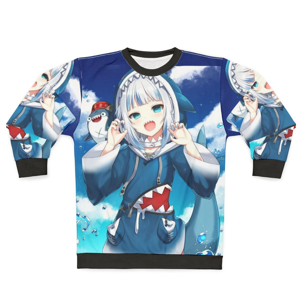 Gawr Gura Hololive Anime Sweatshirt featuring a kawaii chibi design