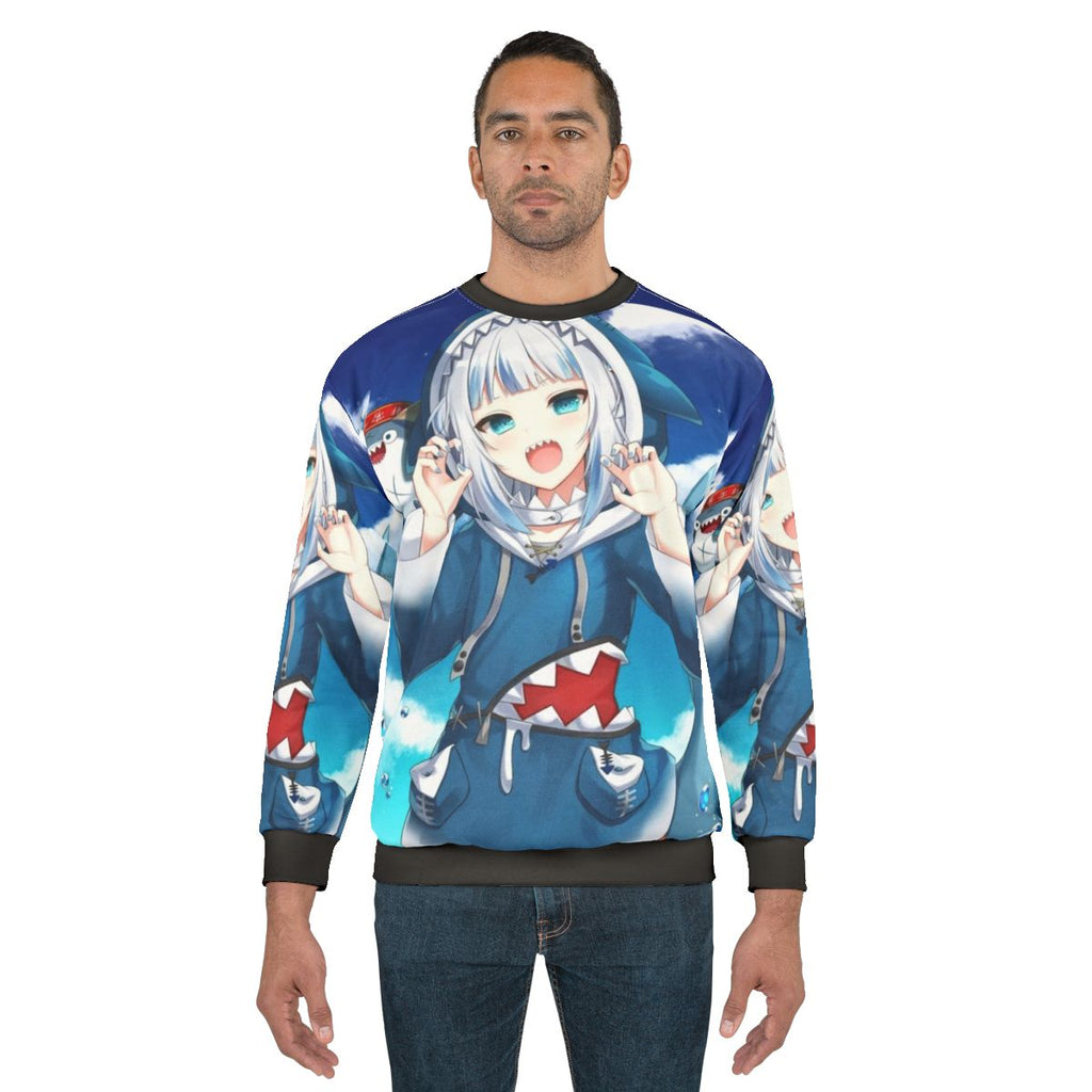 Gawr Gura Hololive Anime Sweatshirt featuring a kawaii chibi design
