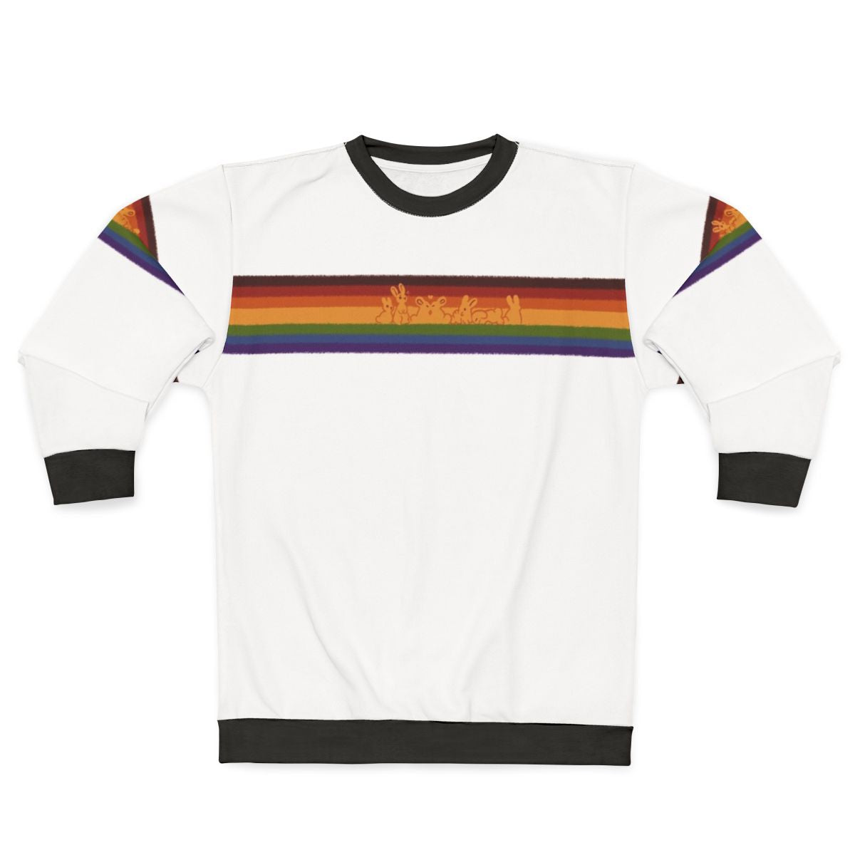 Colorful gay pride sweatshirt with rainbow bunnies