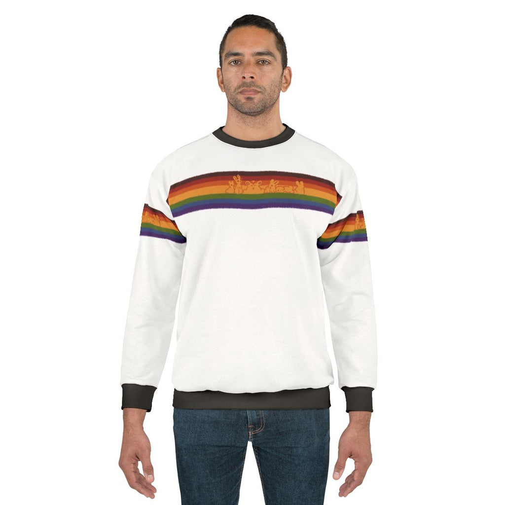Colorful gay pride sweatshirt with rainbow bunnies