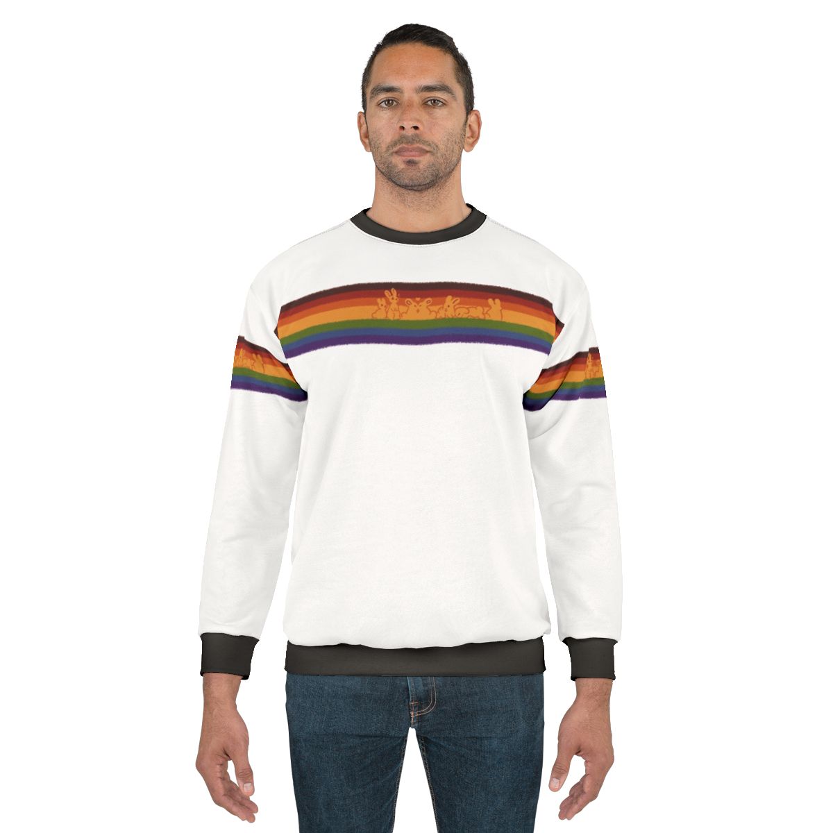Colorful gay pride sweatshirt with rainbow bunnies