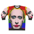 Gay Putin Pride Flag Sweatshirt featuring drag queen imagery as protest art