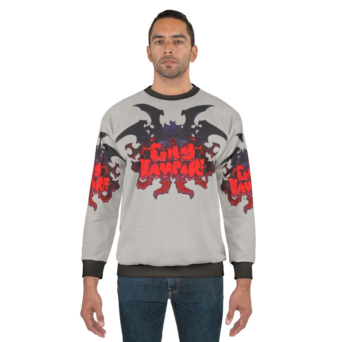 Spooky gay vampire sweatshirt with gothic design