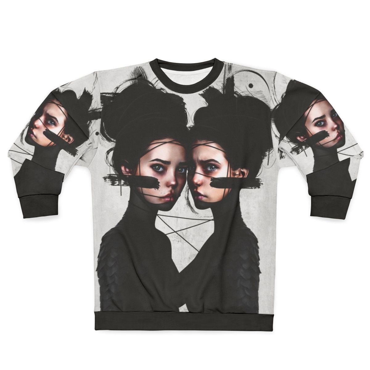 Gemini Zodiac Sweatshirt with Realistic Portrait Design