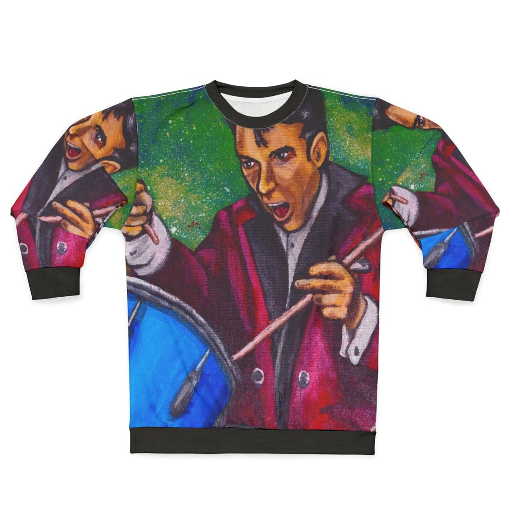 Gene Krupa Drummer Sweatshirt with Jazz Musician Graphic
