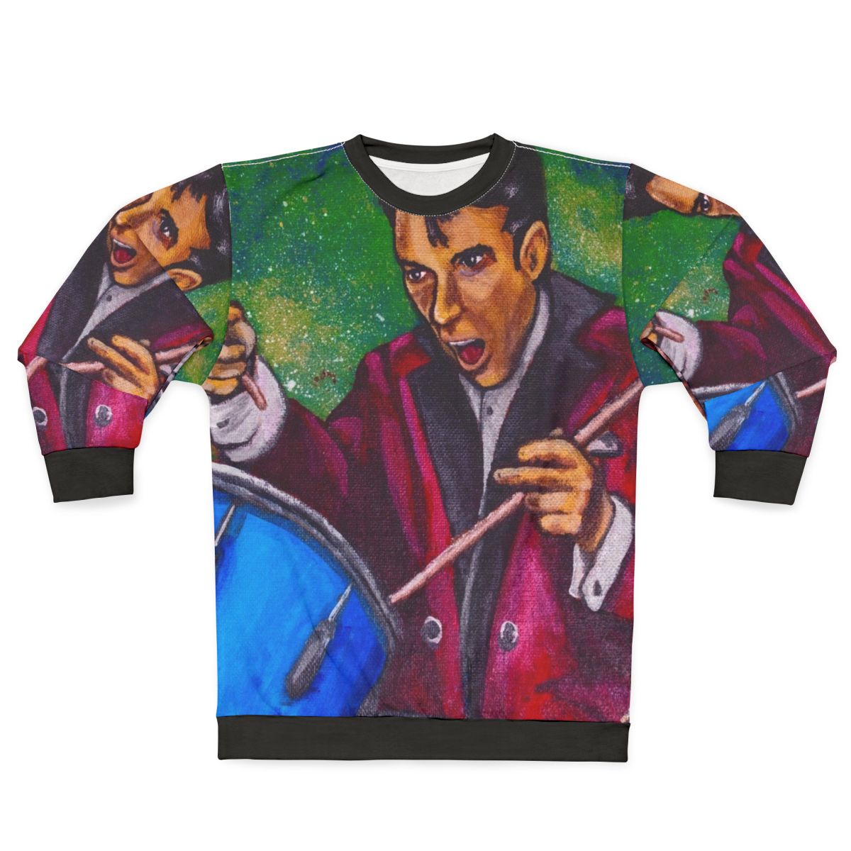 Gene Krupa Drummer Sweatshirt with Jazz Musician Graphic