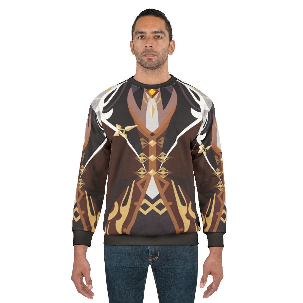 Geo Archon cosplay sweatshirt with Zhongli and Genshin Impact design