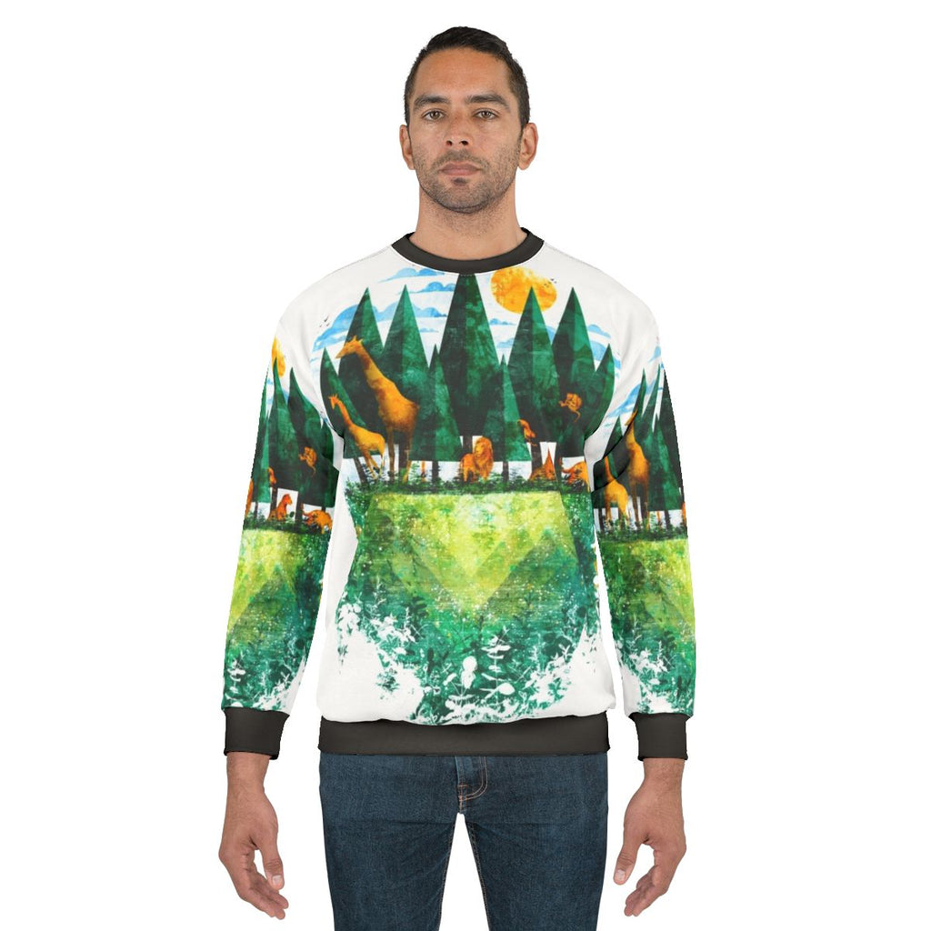 Geo Forest Sweatshirt with nature-inspired graphic design