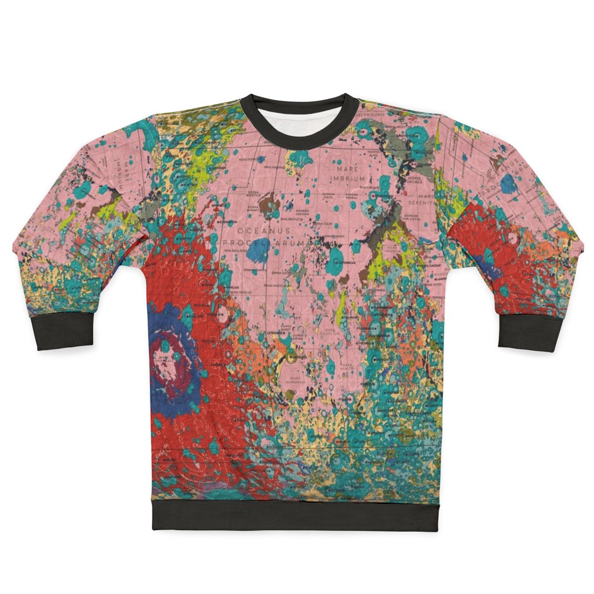 Geology of the Moon Sweatshirt featuring an educational infographic design