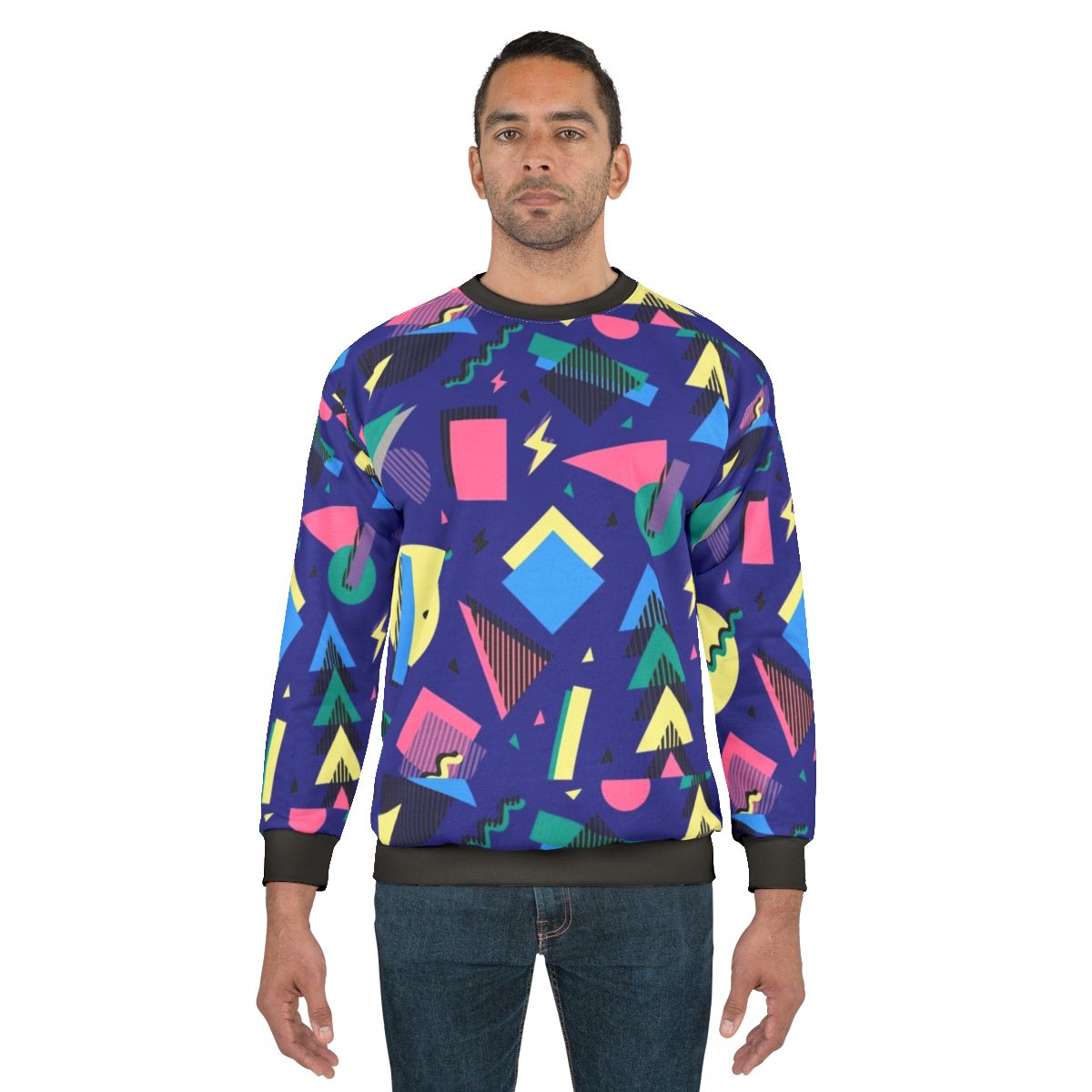 90s retro geometric pattern sweatshirt