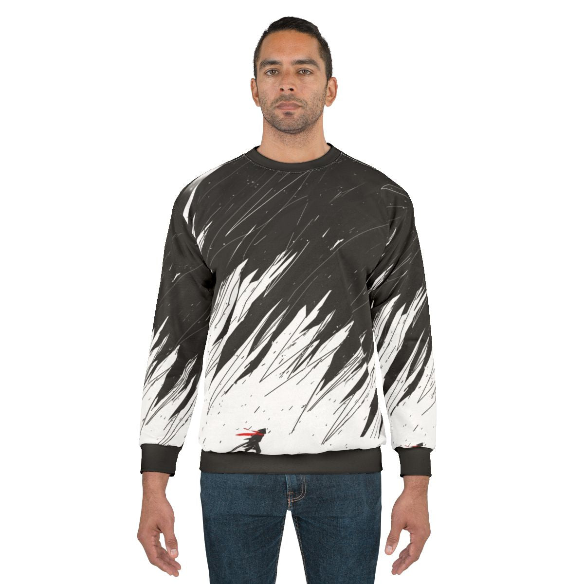 Geometric storm sweatshirt with minimalist, nature-inspired abstract design