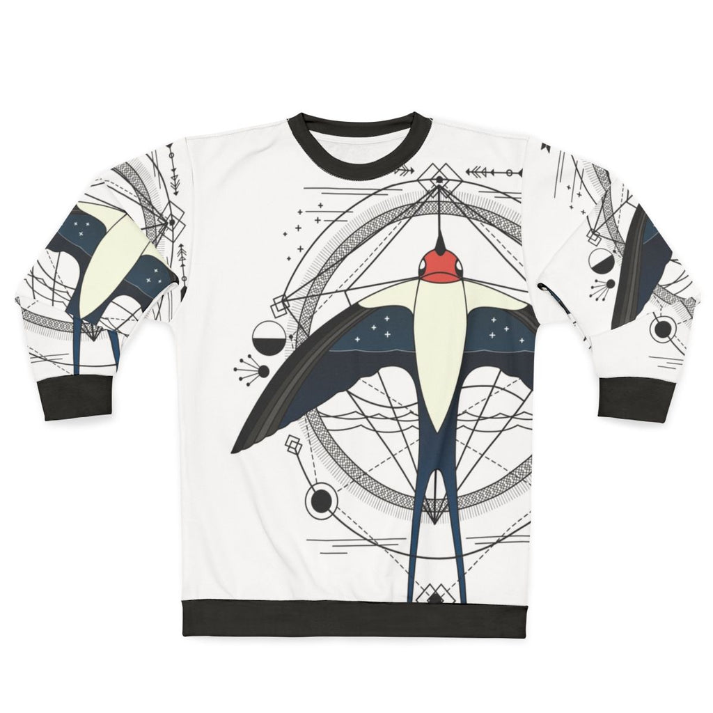 Geometric swallow abstract bird graphic sweatshirt